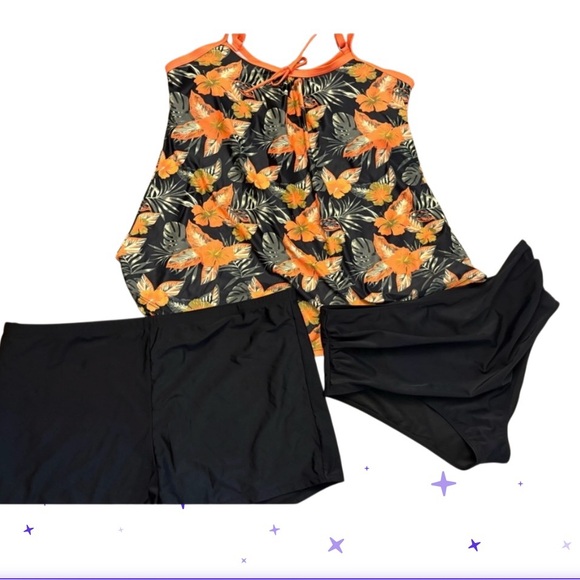 Floral Tankini Swimsuit Set
Gorgeous Orange Hawaiian Print
Top 3X- Bottom 4 X - Picture 3 of 10